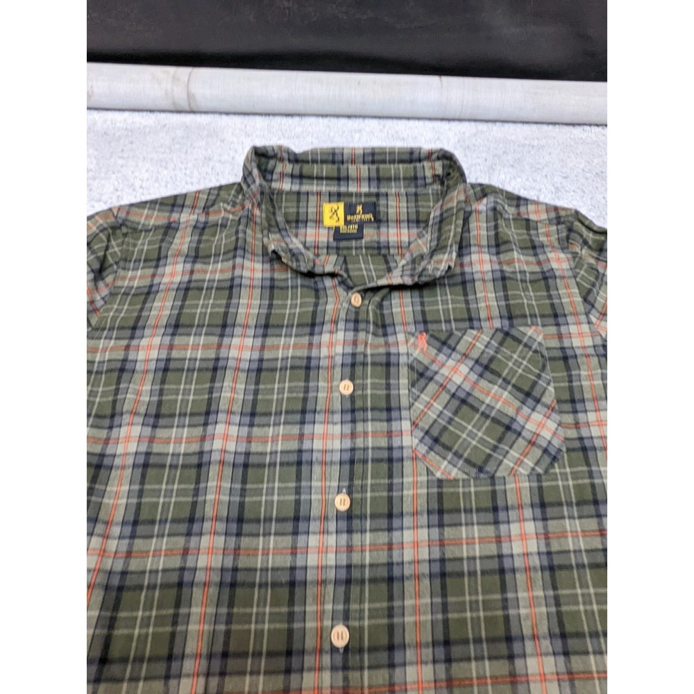 Browning Mens 3XL Green Plaid Flannel Shirt Long Sleeve Outdoor Button Up ~58" - Picture 7 of 16